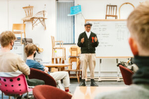 Jay Blades talks to Rycotewood students